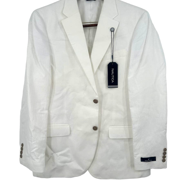 NAUTICA Brielle Men's Modern Fit Linen Blend Sport Coat White - Sz 44R (c) NWT - Picture 2 of 10